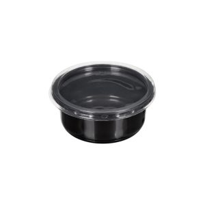 Posuda PP 350 ml d=115 mm h=58,6 mm crna sa poklopcem, 50 kom (komplet)