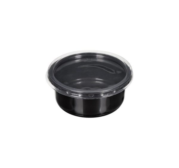 Posuda PP 350 ml d=115 mm h=58,6 mm crna sa poklopcem, 50 kom (komplet)