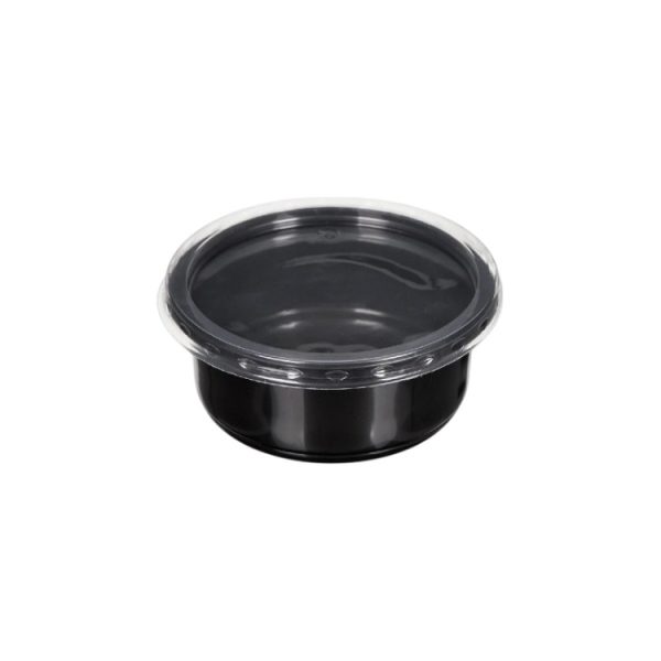 Posuda PP 350 ml d=115 mm h=58,6 mm crna sa poklopcem, 50 kom (komplet)