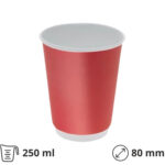 Papirna čaša termo 250 ml d=80 mm Crveni lak [8 kom/pak]