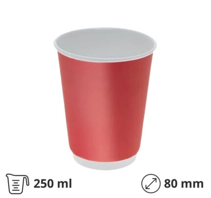 Papirna čaša termo 250 ml d=80 mm Crveni lak [8 kom/pak]