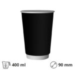 Papirna čaša termo 400 ml d=90 mm Crni lak [108 kom/pak]