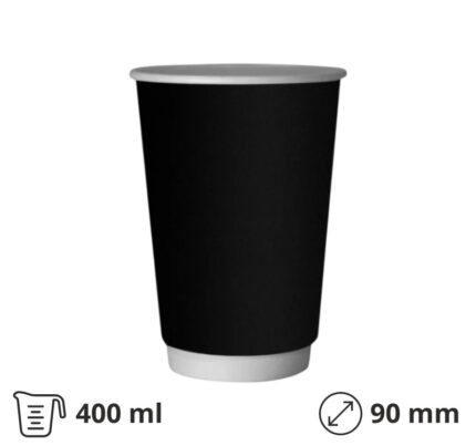 Papirna čaša termo 400 ml d=90 mm Crni lak [108 kom/pak]