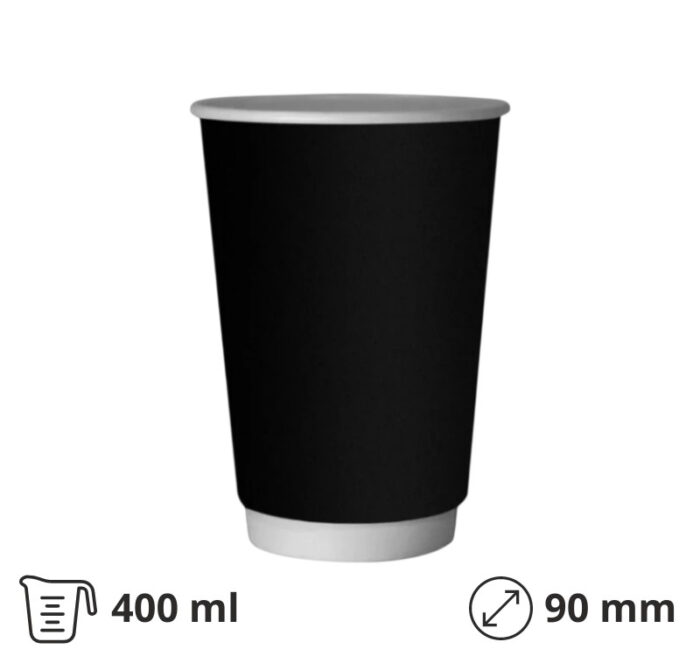 Papirna čaša termo 400 ml d=90 mm Crni lak [108 kom/pak]