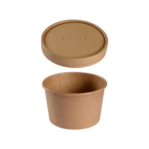 Kartonska posuda za supu 240 ml d=90 mm h=60 mm kraft s poklopcem 25 kom/pak (komplet)