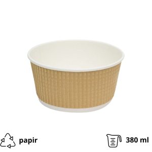 Kartonska posuda Tambien ECO s poklopcem 380 ml d=110 mm h=60 mm valoviti kraft isprekidana linija 25 kom/pak (komplet)