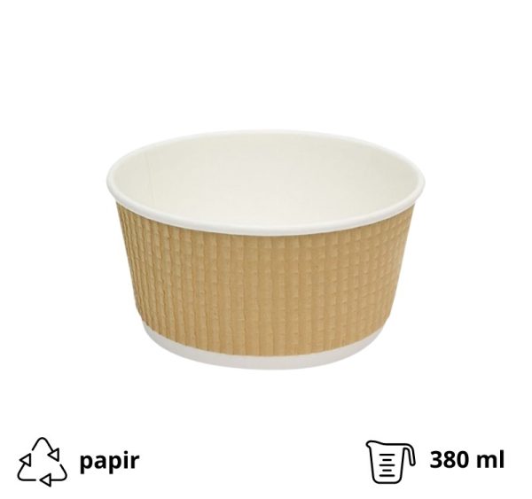 Kartonska posuda Tambien ECO s poklopcem 380 ml d=110 mm h=60 mm valoviti kraft isprekidana linija 25 kom/pak (komplet)
