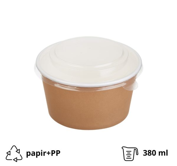 Kartonska kutija Tambien ECO s poklopcem 380 ml d=110 mm h=60 mm kraft 50 kom/pak (komplet)