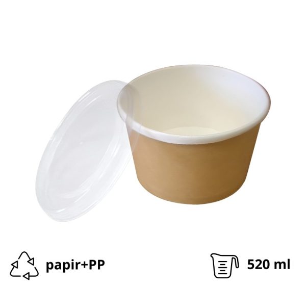 Kartonska kutija Tambien ECO s poklopcem 520 ml d=110 mm h=84,5 mm kraft 50 kom/pak (komplet)