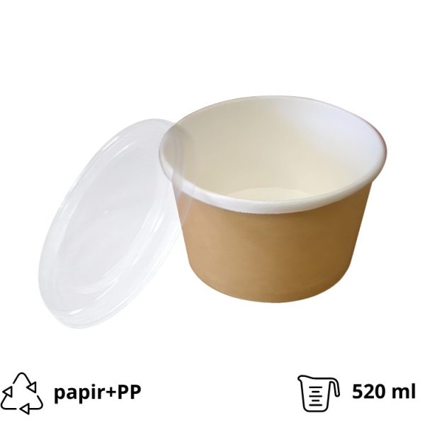 Kartonska kutija Tambien ECO s poklopcem 520 ml d=110 mm h=84,5 mm kraft 50 kom/pak (komplet)