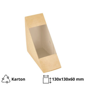 Kartonska kutija za sendvič sa prozorom EURO Sandwich 130х130х60 mm kraft 50 kom