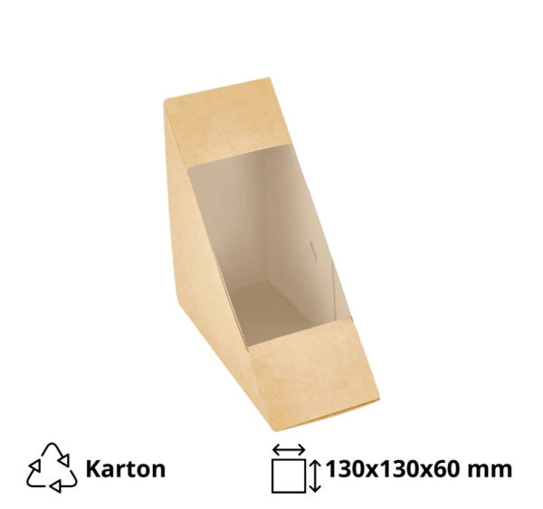 Kartonska kutija za sendvič sa prozorom EURO Sandwich 130х130х60 mm kraft 50 kom