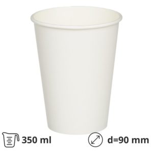 Čaša papirnata 1-sl 350 ml d=90 mm bela 50 kom