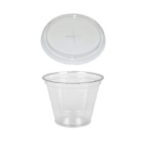 Čaša rPET za poklopcem sa rupom 250 ml d=95 mm h=80 mm, 100 kom (komplet)