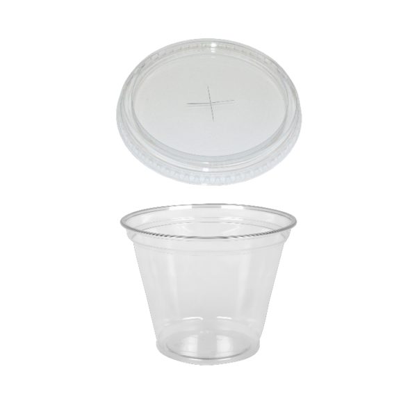 Čaša rPET za poklopcem sa rupom 250 ml d=95 mm h=80 mm, 100 kom (komplet)
