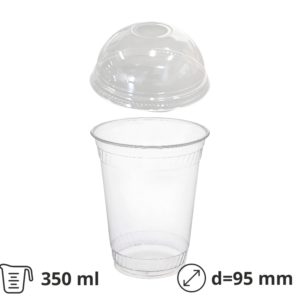Čaša rPET za poklopcem za rupom 350 ml d=95 mm h=80 mm [100 kom/pak]
