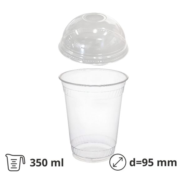 Čaša rPET za poklopcem za rupom 350 ml d=95 mm h=80 mm [100 kom/pak]