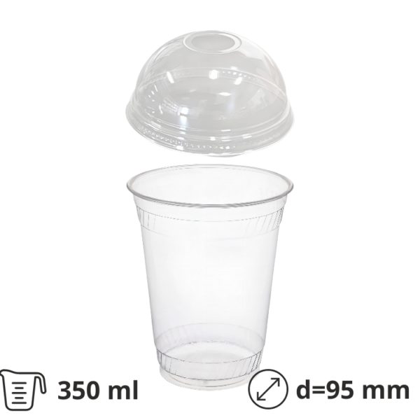Čaša rPET za poklopcem za rupom 350 ml d=95 mm h=80 mm [100 kom/pak]