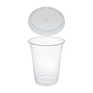 Čaša rPET za poklopcem sa rupom 350 ml d=95 mm h=80 mm [50 kom/pak]