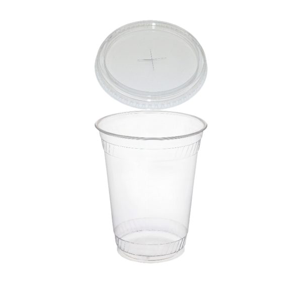 Čaša rPET za poklopcem sa rupom 350 ml d=95 mm h=80 mm [50 kom/pak]