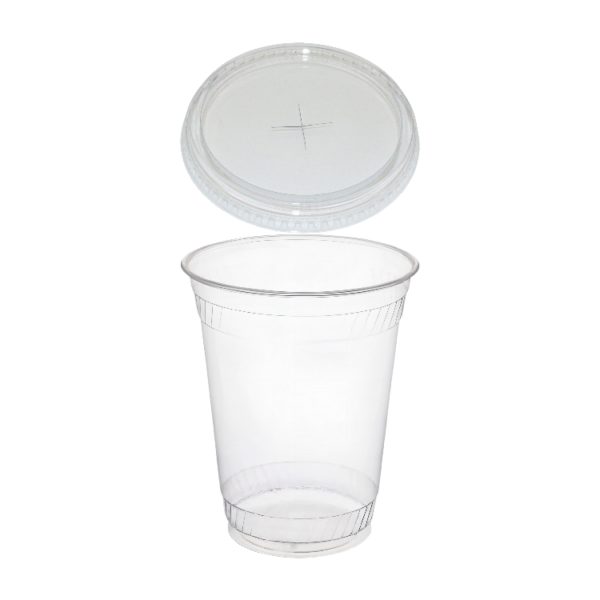 Čaša rPET za poklopcem sa rupom 350 ml d=95 mm h=80 mm [50 kom/pak]