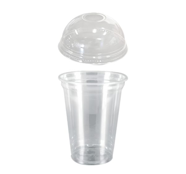 Čaša rPET za poklopcem sa rupom 400 ml d=95 mm h=80 mm [100 kom/pak]