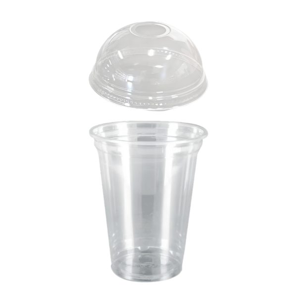 Čaša rPET za poklopcem sa rupom 400 ml d=95 mm h=80 mm [100 kom/pak]