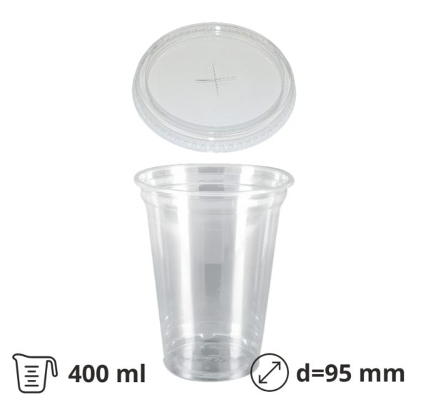 Čaša rPET za poklopcem 400 ml d=95 mm h=80 mm [50 kom/pak]