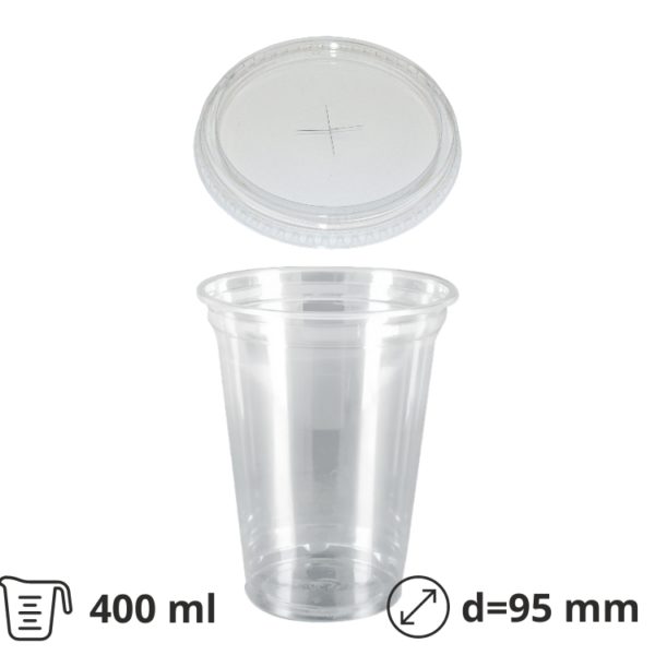 Čaša rPET za poklopcem 400 ml d=95 mm h=80 mm [50 kom/pak]