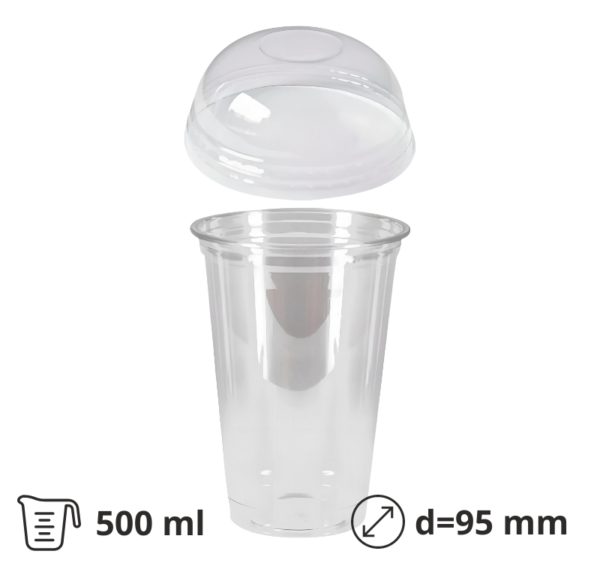 Čaša Shake za poklopcem 500 ml, d=95mm, prozirni rPET [100 kom/pak]