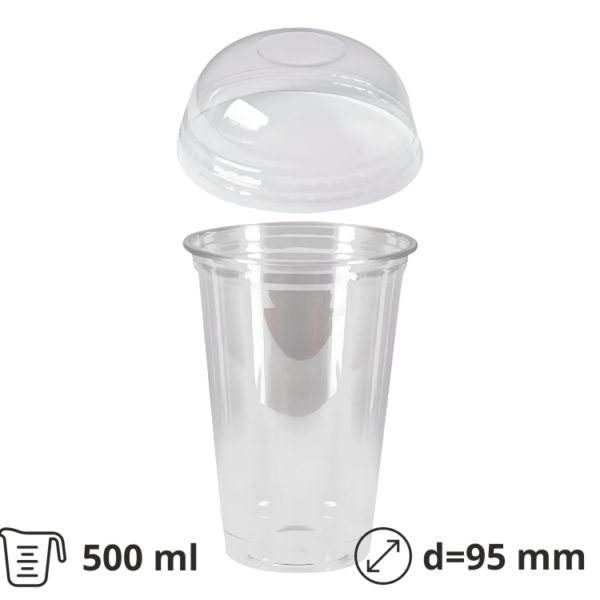 Čaša Shake za poklopcem 500 ml, d=95mm, prozirni rPET [100 kom/pak]