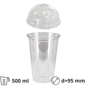 Čaša Shake za poklopcem sa rupom 500 ml, d=95mm, prozirni rPET [100 kom/pak]