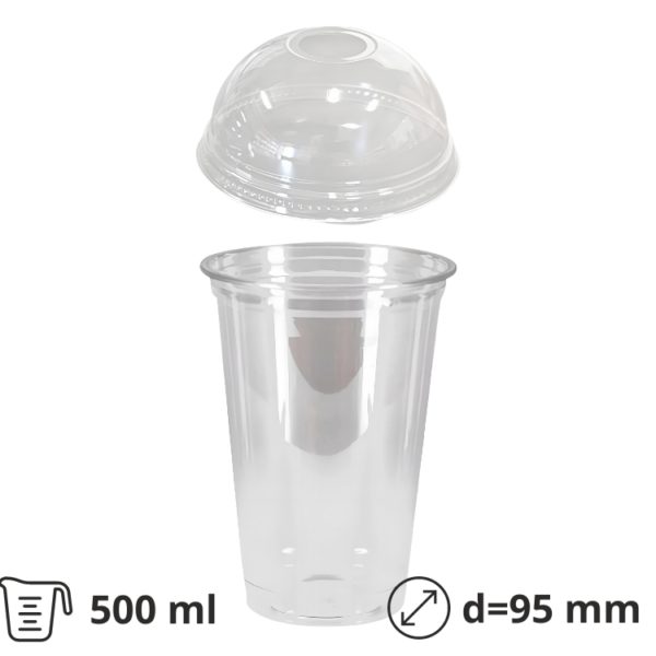 Čaša Shake za poklopcem sa rupom 500 ml, d=95mm, prozirni rPET [100 kom/pak]