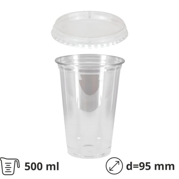 Čaša Shake za poklopcem 500 ml, d=95mm, prozirni rPET [50 kom/pak]