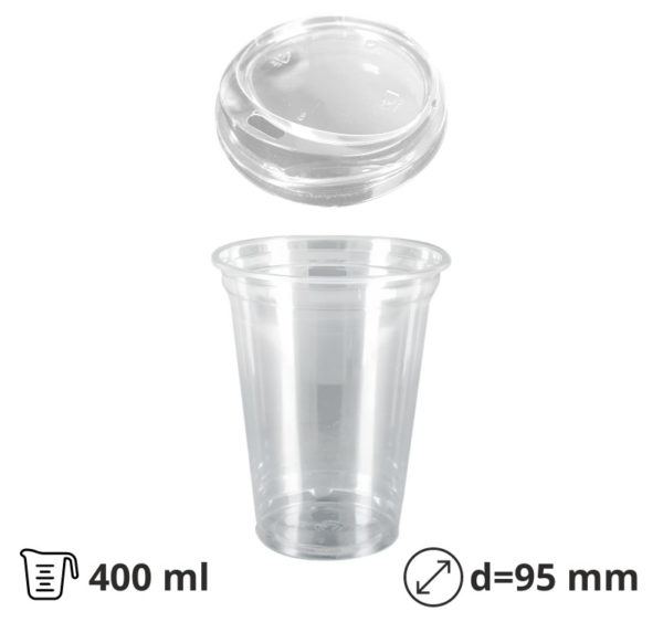 Čaša rPET za poklopcem 400 ml d=95 mm h=80 mm [100 kom/pak]
