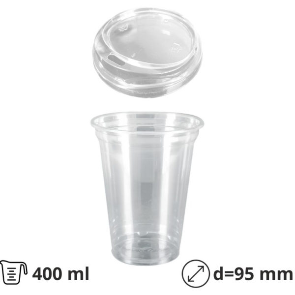 Čaša rPET za poklopcem 400 ml d=95 mm h=80 mm [100 kom/pak]