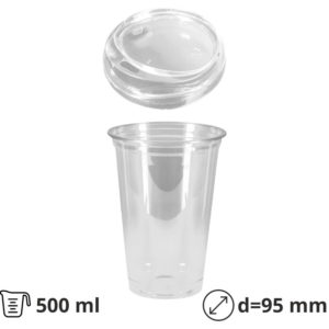 Čaša Shake za poklopcem 500 ml, d=95mm, prozirni rPET [100 kom/pak]