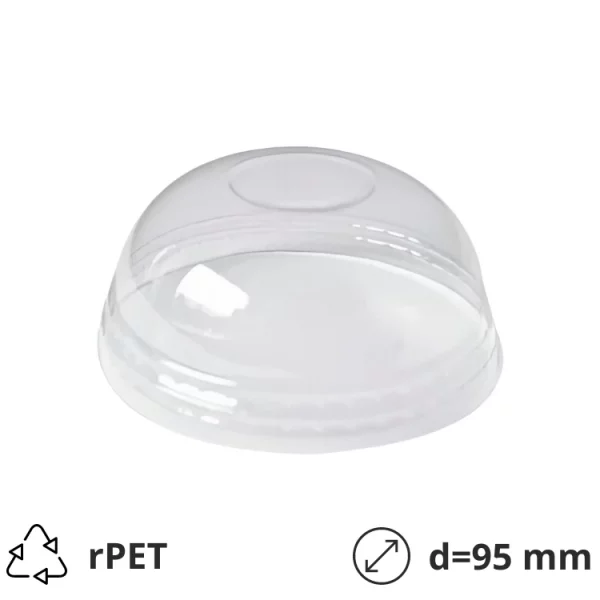 Poklopac rPET kupola bez otvora  d=95mm 100 kom
