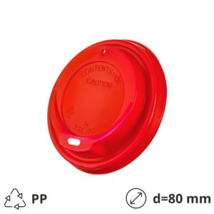 Poklopac PP za čašu d=80 mm crvena 100 kom