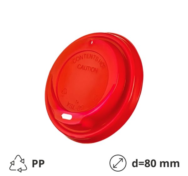 Poklopac PP za čašu d=80 mm crvena 100 kom