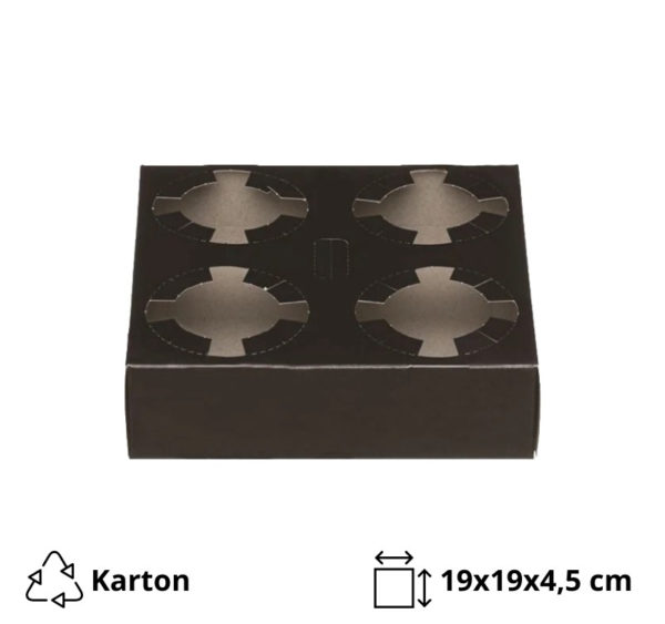 Držač za 4 čaše 19x19x4.5 cm crna 50 kom