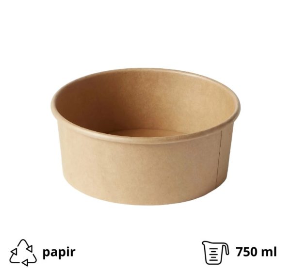 Papirnata posuda 750 ml d=145 mm h=68 mm kraft 50 kom