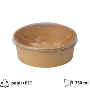 Papirnata posuda za poklopcem 750 ml d=145 mm h=68 mm kraft, 50 kom