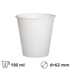 Čaša papirnata 1-sl 100 (120) ml d=62 mm bela 100 kom