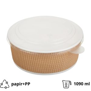 Kartonska posuda Tambien ECO s poklopcem 1090 ml d=166 mm h=65 mm valoviti kraft [25 kom/pak] (komplet)