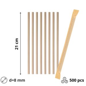 Slamke papirnate d=8 mm l=210 mm kraft 500 kom/pak
