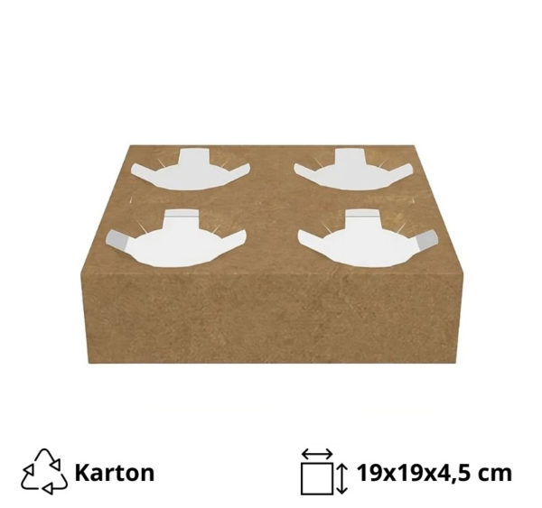 Držač za 4 čaše 19x19x4.5 cm kraft 50 kom