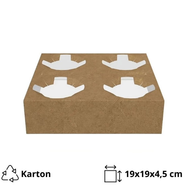 Držač za 4 čaše 19x19x4.5 cm kraft 50 kom