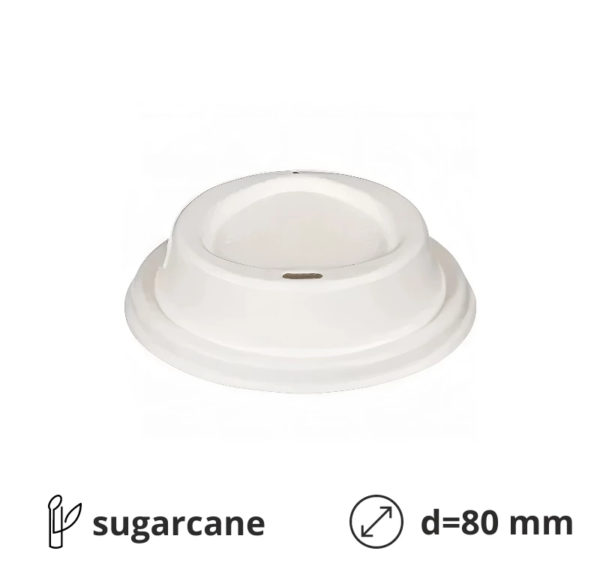 Poklopac sa otvorom šećerna trska d=80 mm, bela 50 kom