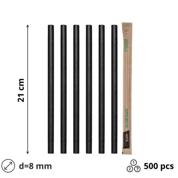 Slamke papirnate d=8 mm l=210 mm crna 500 kom/pak